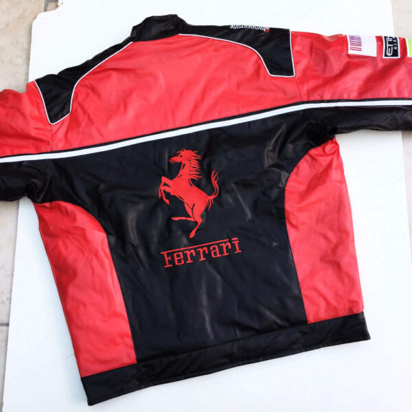 Ferrari Motorcycle Black And Red Racing Leather Jacket - Image 2