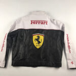 Ferrari Motorcycle Black and White Leather Jacket - Image 2