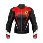 Ferrari Motorcycle Racing Black And Red Leather Jacket
