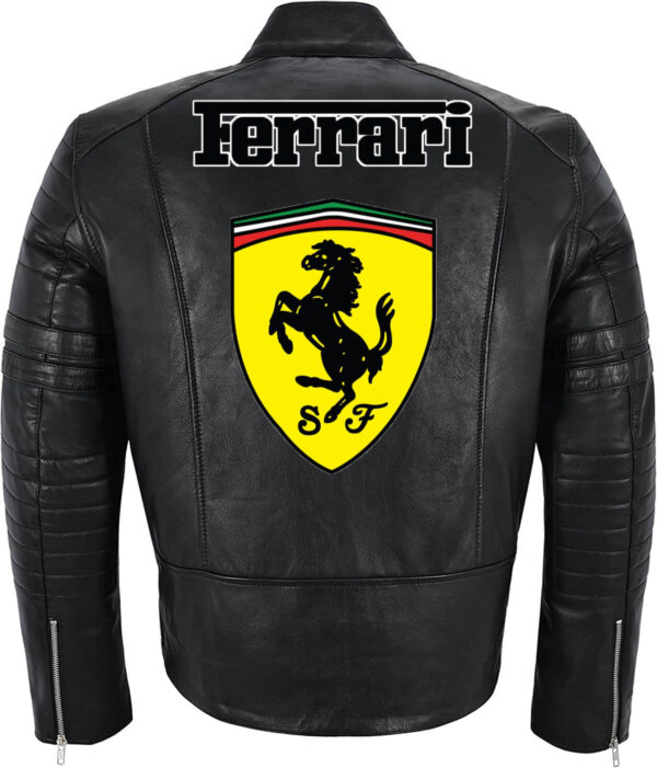 Ferrari Motorcycle Racing Leather Black Jacket - Image 2