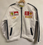 Ferrari Motorcycle Racing White Leather Jacket