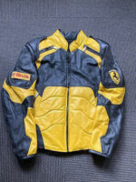 Ferrari Motorcycle Yellow And Black Leather Jacket