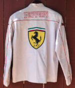 Ferrari White Motorcycle Racing Leather Jacket - Image 2