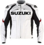 GSXR Suzuki Motorcycle White Leather Jacket