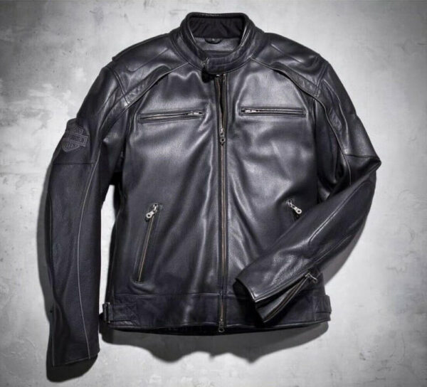 Harley Davidson Motorcycle Vintage Black Leather Jacket - Image 2