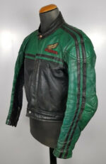 Honda Motorcycle Black And Green Leather Jacket - Image 2