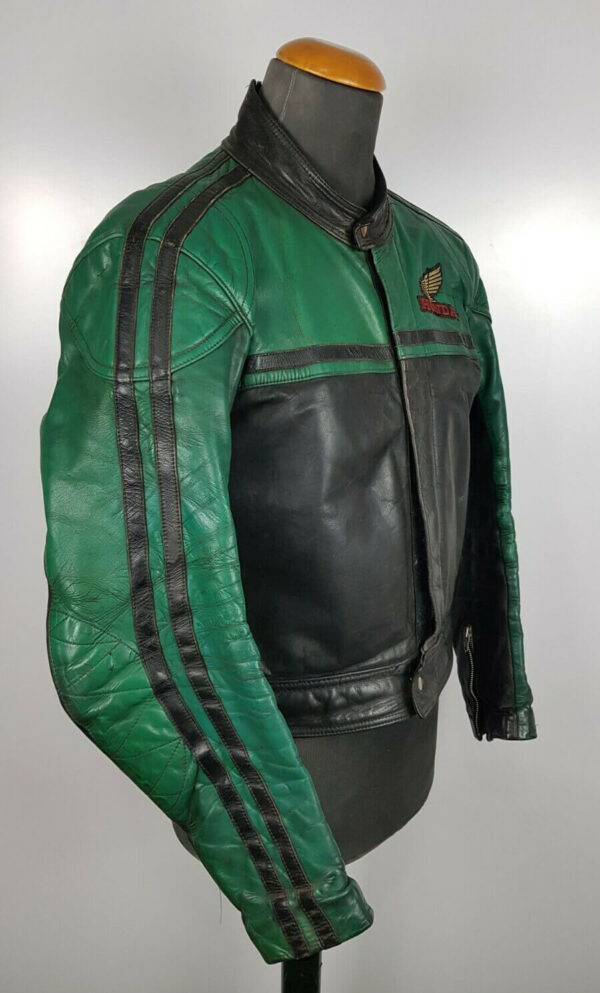 Honda Motorcycle Black And Green Leather Jacket - Image 3