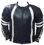Honda Motorcycle Black And White Racing Leather Jacket