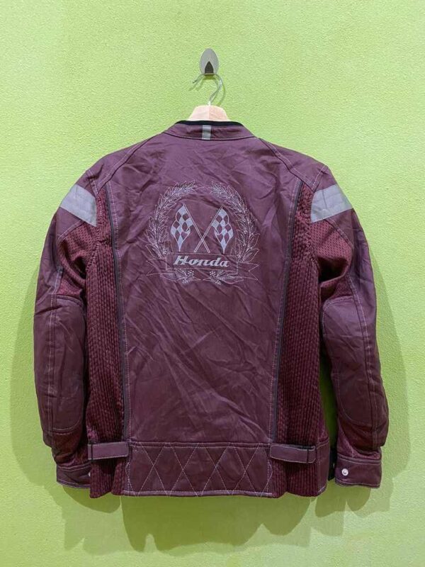 Honda Motorcycle Maroon And Gray Racing Textile Jacket - Image 2