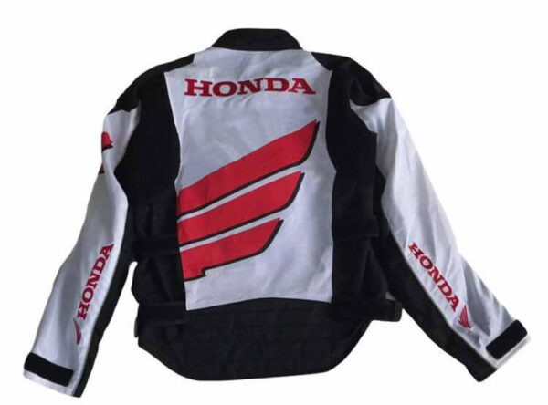 Honda Motorcycle White And Black Racing Textile Jacket - Image 2