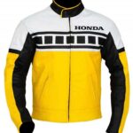 Honda Motorcycle Yellow And Black Leather Jacket