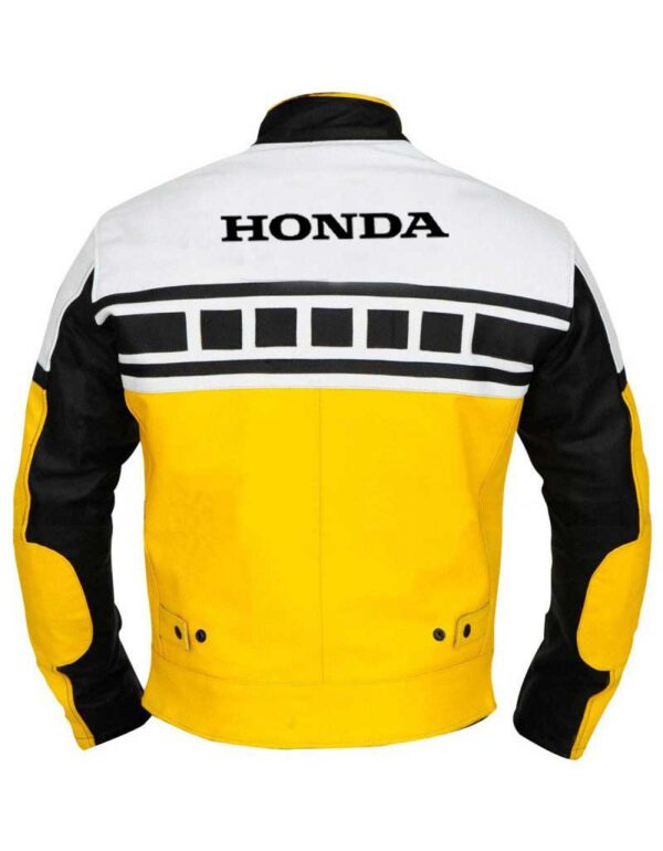 Honda Motorcycle Yellow And Black Leather Jacket - Image 2