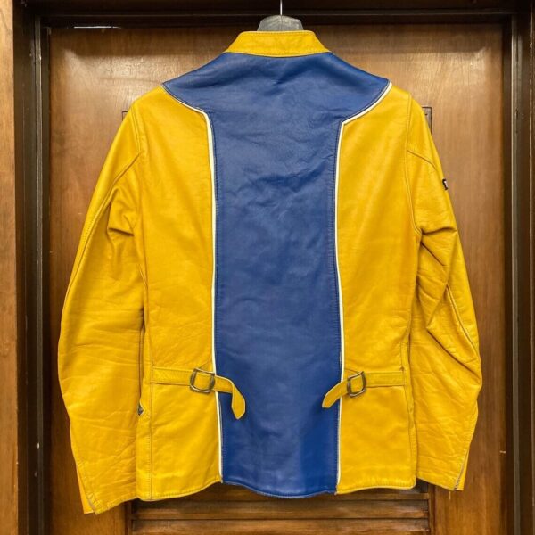 Honda Motorcycle Yellow And Blue Racing Leather Jacket - Image 2