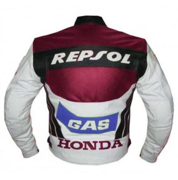 Honda Repsol Motorcycle White Leather Jacket - Image 2