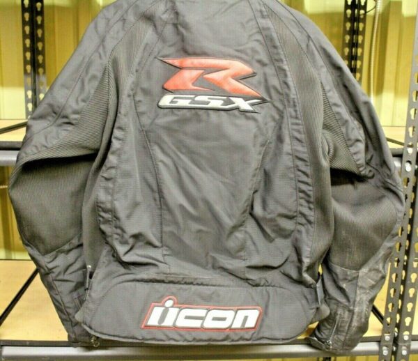 Icon Suzuki GSXR Motorcycle Black Textile Jacket - Image 2