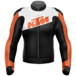 KTM Motorcycle Black And White Leather Jacket