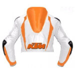 KTM Motorcycle White And Orange Leather Jacket - Image 2