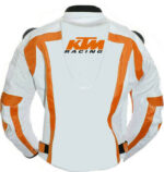 KTM Motorcycle White And Orange Racing Leather Jacket - Image 2