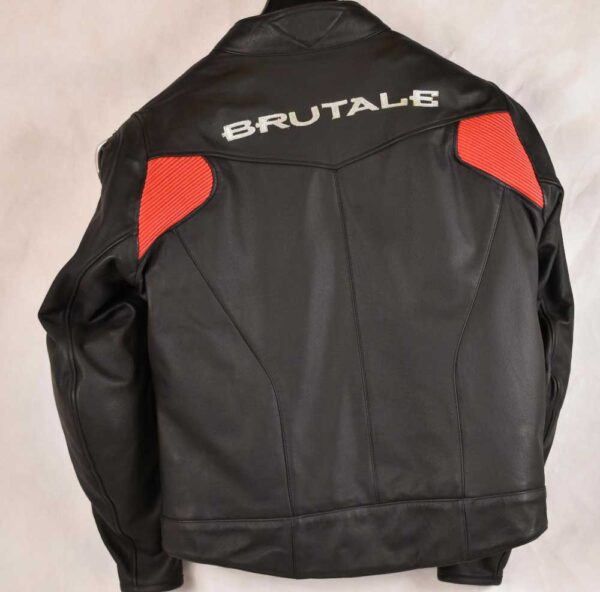 MV Agusta Brutale Motorcycle Racing Black Leather Jacket - Image 2