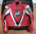 MV Agusta CRC Motorcycle Red And Silver Leather Jacket