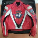 MV Agusta CRC Motorcycle Red And Silver Leather Jacket