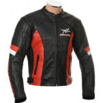 MV Agusta Corse Motorcycle Black And Red Leather Jacket