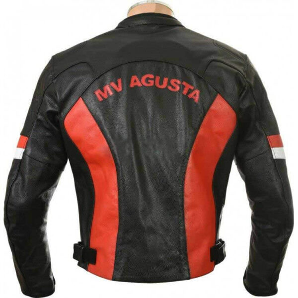 MV Agusta Corse Motorcycle Black And Red Leather Jacket - Image 2