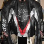 MV Agusta Motorcycle Racing Black Leather Jacket