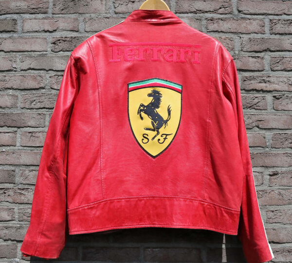 Michael Schumacher Ferrari Red Motorcycle Leather Jacket - Image 2