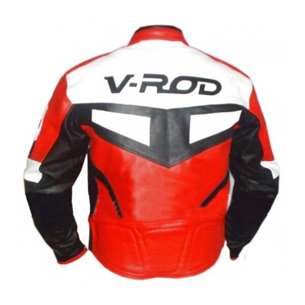 Orange V Rod Harley Davidson Motorcycle Leather Jacket - Image 2