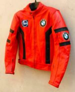 Red Black BMW Motorcycle Racing Leather Jacket - Image 3