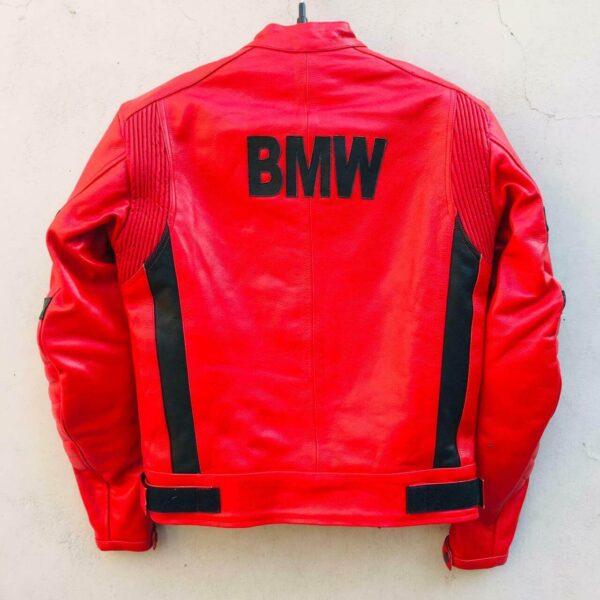 Red Black BMW Motorcycle Racing Leather Jacket - Image 4