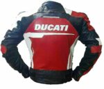 Red Black Ducati Motorcycle Racing Leather Jacket - Image 2