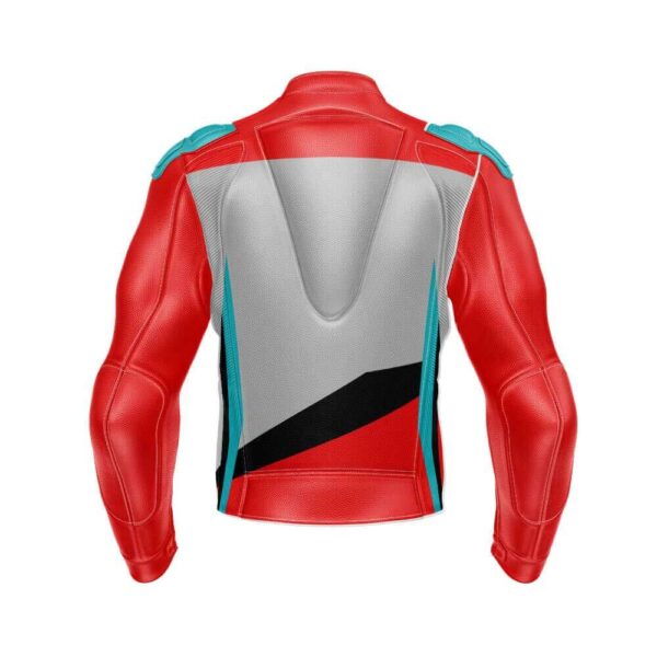Red Gray MV Agusta Motorcycle Racing Leather Jacket - Image 2