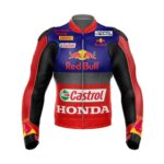 RedBull Honda Castrol Motorcycle Racing Leather Jacket