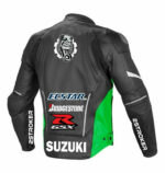 Suzuki GSXR Motorcycle Black And Green Leather Jacket - Image 2