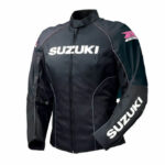 Suzuki GSXR Motorcycle Black Leather Jacket