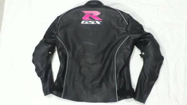 Suzuki GSXR Motorcycle Black Leather Jacket - Image 2