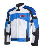 Suzuki GSXR Motorcycle Blue And White Textile Jacket