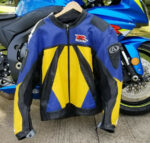 Suzuki GSXR Motorcycle Blue And Yellow Leather Jacket