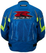 Suzuki GSXR Motorcycle Blue Leather Jacket - Image 3