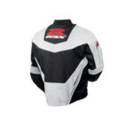 Suzuki GSXR Motorcycle White And Black Leather Jacket - Image 2