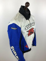 Suzuki GSXR Motorcycle White And Blue Textile Jacket - Image 3