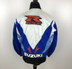 Suzuki GSXR Motorcycle White And Blue Textile Jacket - Image 4