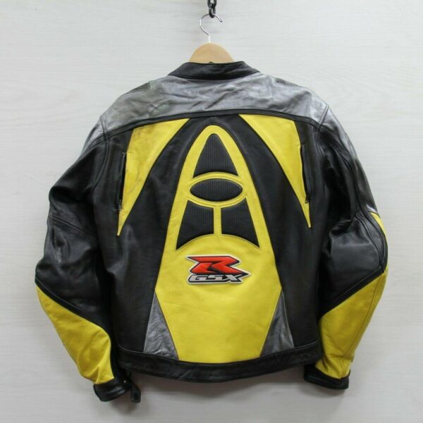 Suzuki GSXR Motorcycle Yellow And Black Leather Jacket - Image 2