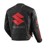 Suzuki Icon Motorcycle Black Leather Jacket - Image 2