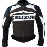 Suzuki Motorcycle Black And Brown Leather Jacket
