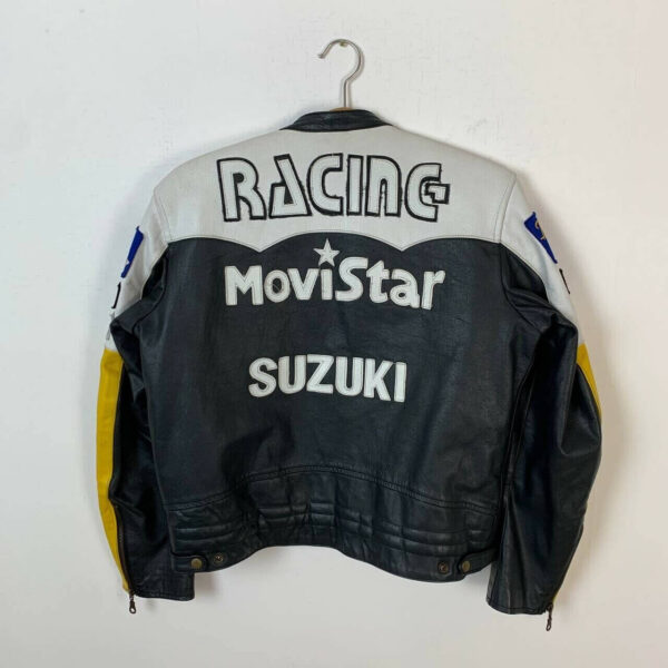 Suzuki Motorcycle Black And Yellow Leather Jacket - Image 2