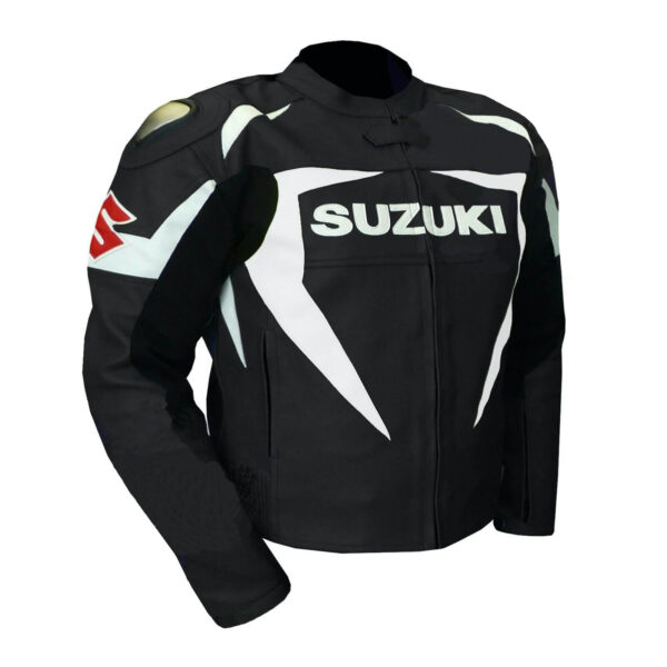 Suzuki Motorcycle Black Racing Leather Jacket - Image 2