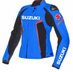 Suzuki Motorcycle Blue And Black Leather Jacket
